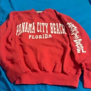 Red panama City sweatshirt with no hood